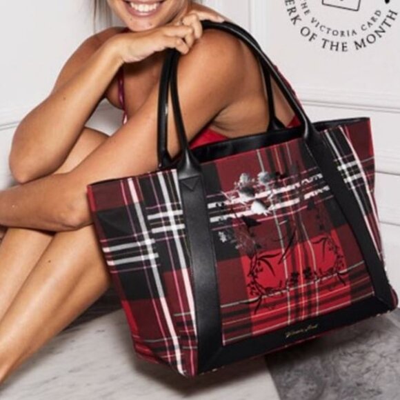 Victoria's Secret | Red Plaid Tote Bag - Picture 1 of 5